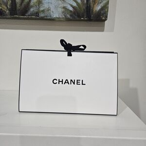 Chanel White Gift Bag with Black Ribbon